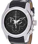 Elton John Chronograph  42mm Automatic in White Gold On Black Crocodile Leather Strap with Black Dial