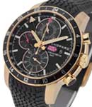 Millie Miglia Chronograph GMT in Rose Gold on Black Rubber Strap with Black Dial