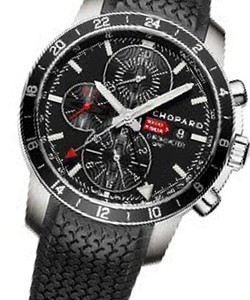 Millie Miglia GMT Chronograph in Steel On Black Rubber Strap with Black Dial - Limited Edition of 2012 pcs 