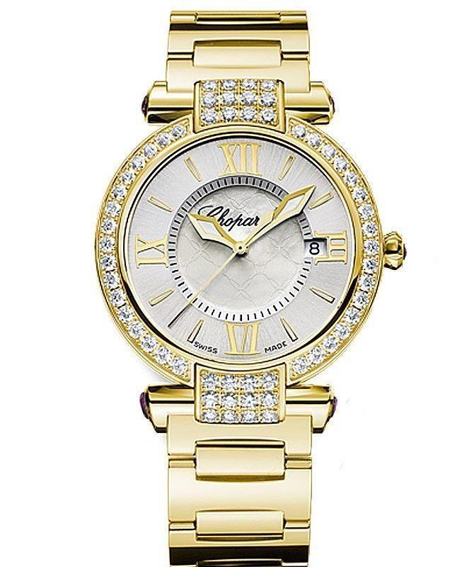 Imperiale 36mm Ladies Quartz in Yellow Gold with Diamond Bezel On Yellow Gold Bracelet with Silver Dial