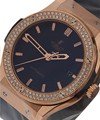 Classic Fusion 45mm with Diamond Bezel Rose Gold on  Strap with Mat Black Dial
