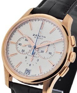 El Primero Captain Chronograph in Rose Gold On Black Crocodile Leather Strap with Silver Dial