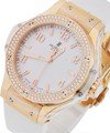 38mm Big Bang in Rose Gold with Diamond Bezel on White Rubber Strap with White Dial