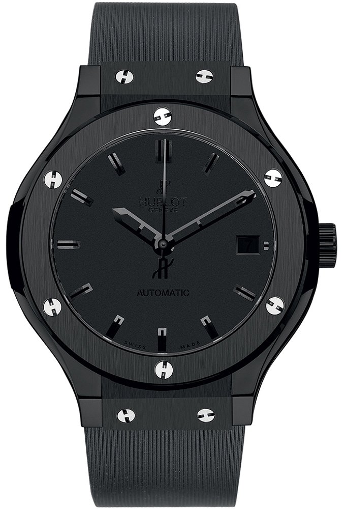 Classic Fusion 38mm All Black in Black Ceramic on Black Rubber Strap with Black Dial