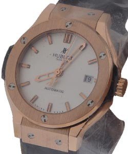 Classic Fusion 38mm Automatic in Rose Gold on Black Gummy Leather Strap with Opaline Dial