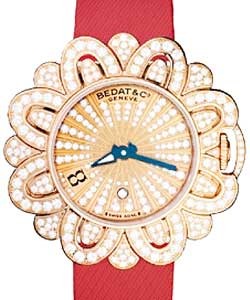 Extravaganza in Rose Gold with Diamonds On Red Satin Strap with Rose Gold Diamond Dial
