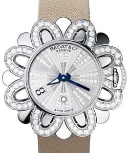 Extravaganza in White Gold with Diamonds On Brown Satin Strap with White Gold Diamond Dial