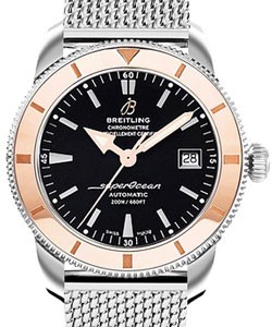 Superocean Heritage 42mm  in Steel with Rose Gold Bezel On Steel Bracelet with Black Dial
