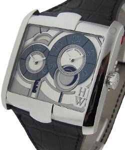 Avenue Squared A2 White Gold on Black Leather Strap with Silver/Grey Dial