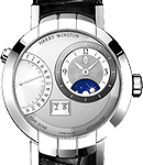 Premier Excenter Time Zone Automatic White Gold on Black Leather Strap with Silver Dial