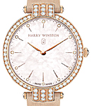 Premier 36mm Quartz in Rose Gold with Diamond Bezel on Beige Satin Strap with Pink MOP Dial