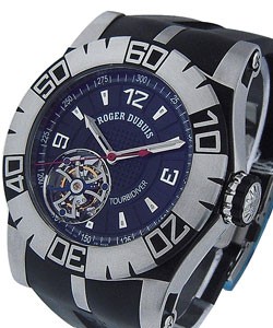 Tourbidiver in Steel on Black Rubber Strap with Black Dial