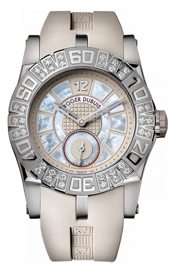 Easy Diver with Diamond Bezel Limited Edition 888pcs. Steel on Beige Rubber Strap with Beige MOP Dial