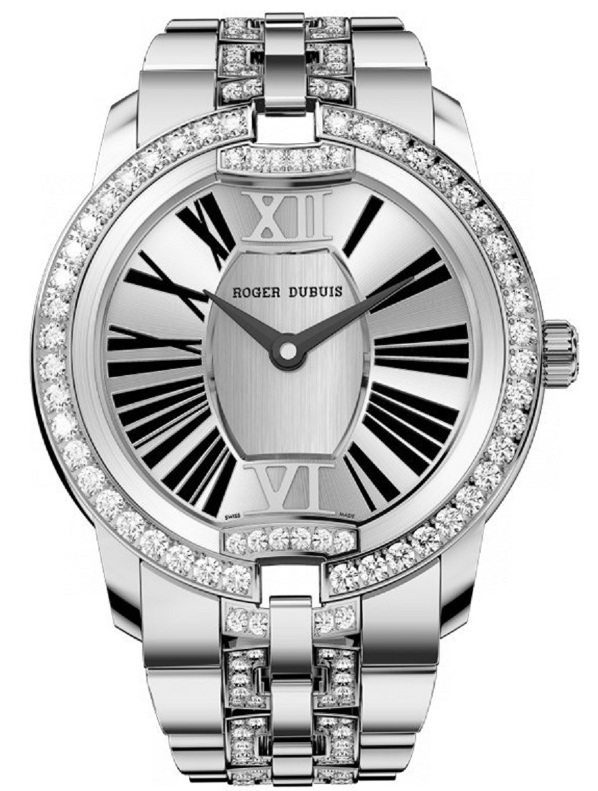 Velvet Automatic Jewelry 36mm in White Gold with Diamond Bezel on White Gold Diamond Bracelet with Silver Dial