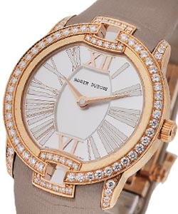 Velvet Automatic 36mm in Rose Gold with Diamond Bezel on Beige Satin Strap with MOP Dial