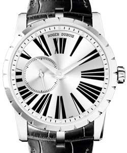 Excalibur 42 Automatic Steel on Black Leather Strap with White Dial