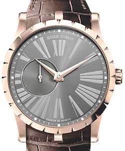 Excalibur 42mm Automatic in Rose Gold on Brown Crocodile Leather Strap with Anthracite Dial