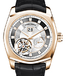 La Monagasque Flying Tourbillon in Rose Gold -  Limited Edition 188pcs. on Black Leather Strap with Silver Dial