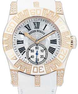 Easy Diver 40mm in Rose Gold with Diamond Bezel -  Limited Edition 28 pcs. on White Leather Strap with MOP Diamond Dial