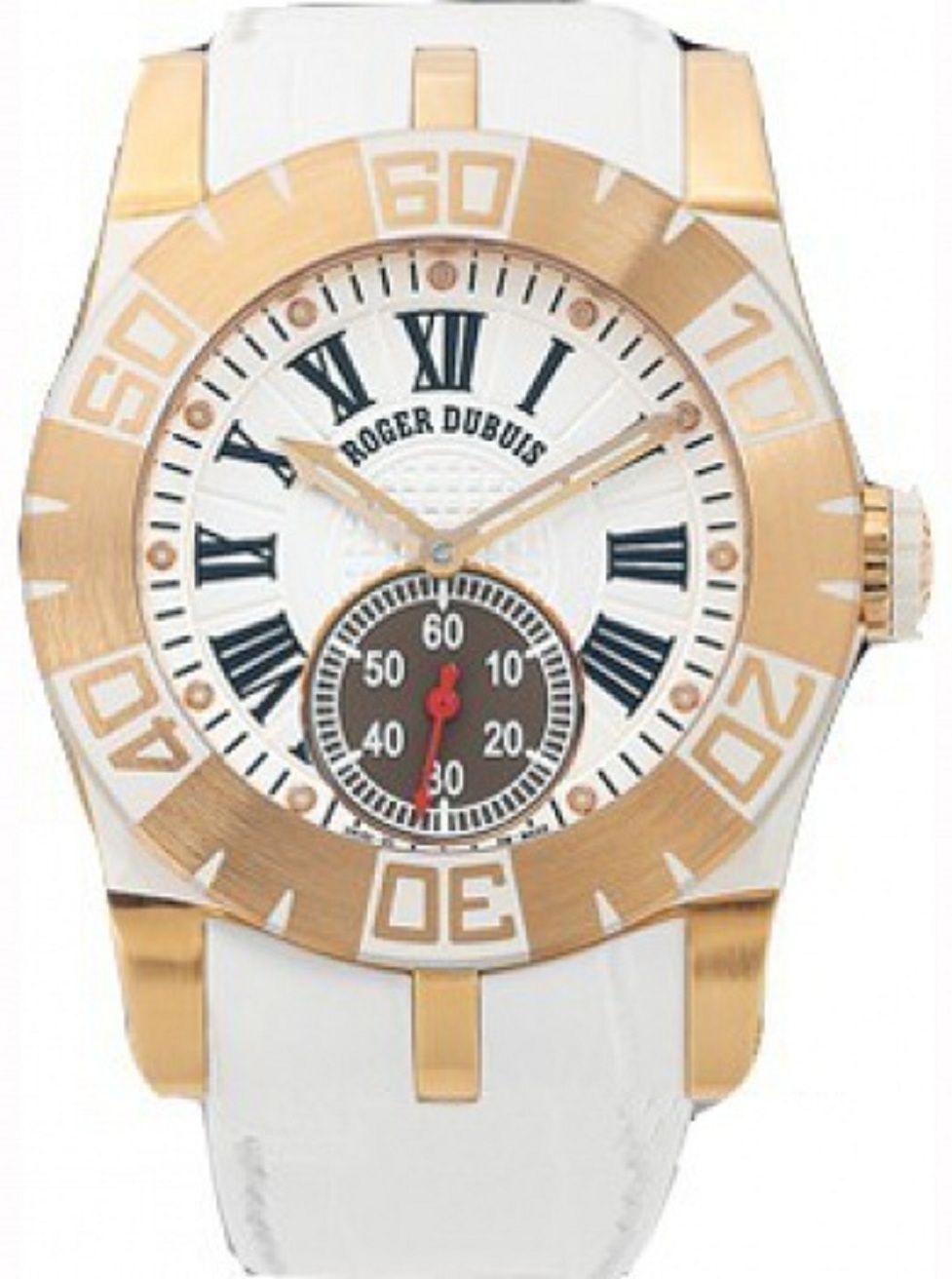 Easy Diver 40mm in Rose Gold -  Limited Edition 88 pcs. on White Leather Strap with White Dial
