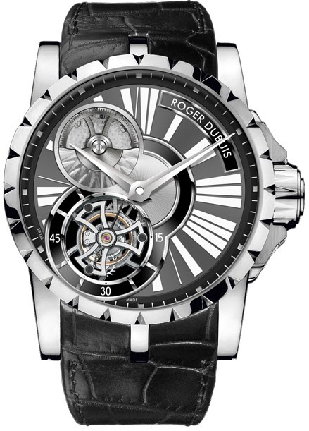 Excalibur Flying Tourbillon 45mm in White Gold - Limited Edition 88pcs. on Black Leather Strap with Charcoal Dial