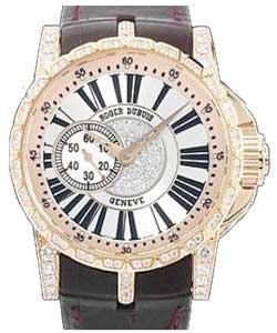 Excalibur Automatic 42mm in Rose Gold with Diamond Bezel on Brown Leather Strap with Silver Sunburst Dial -  Limited Edition 28pcs.