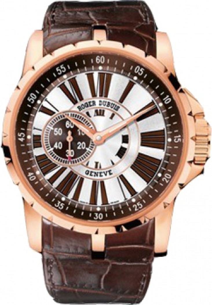 Excalibur Automatic 45mm in Rose Gold - Limited Edition 88pcs. on Brown Leather Strap with Silver Dial