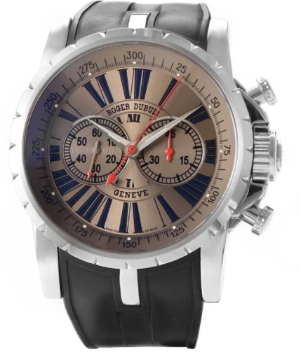 Excalibur Chronograph Limited Edition 280pcs. Steel on Black Leather Strap with Sand & Blue Dial 