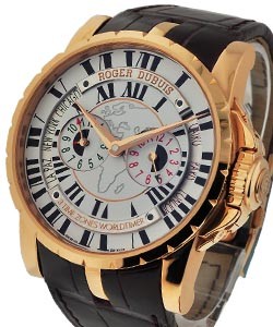 Excalibur Triple Time Zone Limited Edition 28 pcs. Rose Gold on Brown Leather Strap with Rhodium Dial