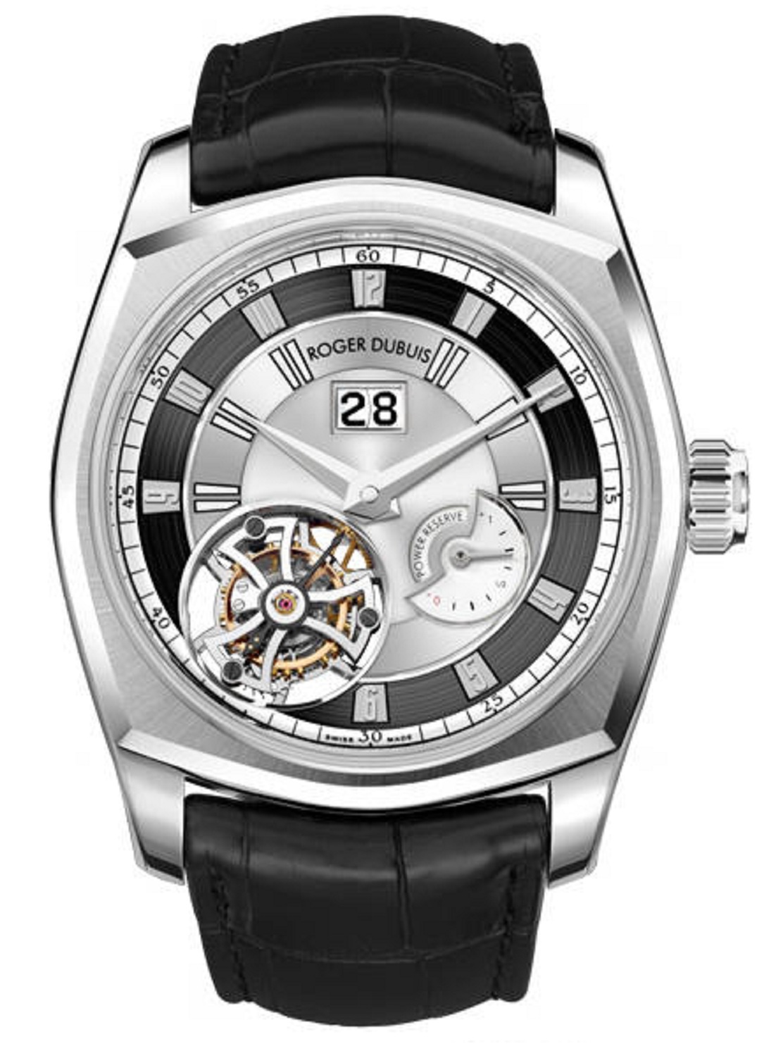 La Monegasque Flying Tourbillon in Platinum - Limited Edition 28pcs. on Black Leather Strap with Silver Dial