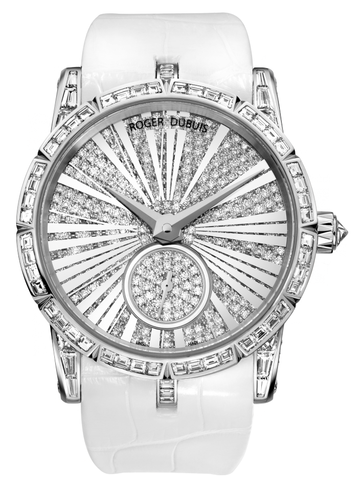 Excalibur 36mm in White Gold with Diamond Bezel - Limited Edition 88pcs. on White Leather Strap with Pave Diamond Dial