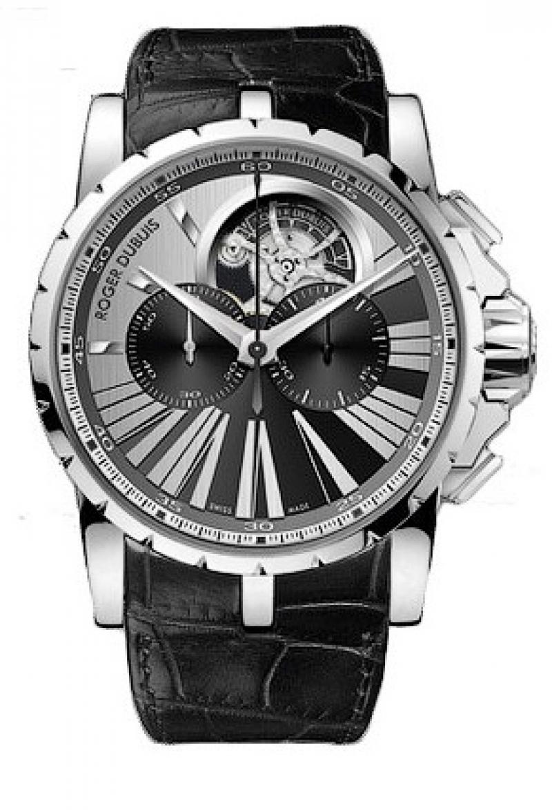 Excalibur Chronograph 45mm in White Gold - Limited Edition 88pcs. on Black Leather Strap with Charcoal Dial