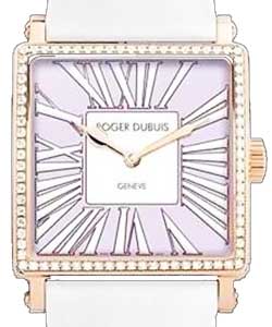 Golden square Automatic 37mm in Rose Gold with Diamond Bezel on White Satin Strap with Pink Dial - Limited Edition 88 pcs.