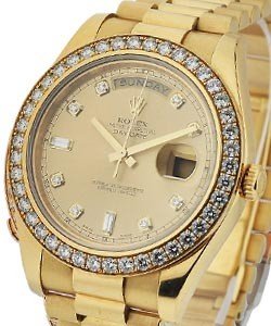 Day-Date II President Yellow Gold Diamond Bezel Champagne Diamond Dial - President Bracelet