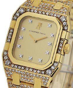 De Luxe Square Royal Oak in Yellow Gold with Diamond Case on Yellow Gold Diamond Bracelet with Diamond Markers Dial