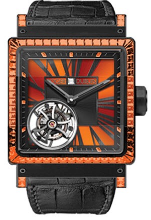 Kingsquare Flying Tourbillon Limited Edition 8pcs. Black Titanium on Black Leather Strap with Orange Dial