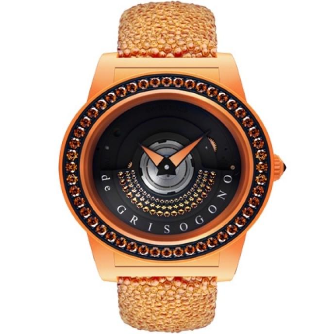 de Grisogono Tondo by Night S02 49mm Automatic in Composite, Fiberglass with PVD,Steel and Orange Sapphires Bezel