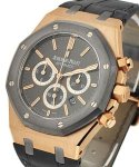 Royal Oak Leo Messi Chronograph in Rose Gold with Titanium Bezel - LE to 400 pcs. on Black Leather Strap with Black Dial
