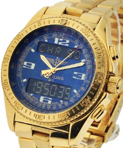 B-1 Chronograph Quartz in Yellow Gold On Yellow Gold Bracelet with Blue Dial