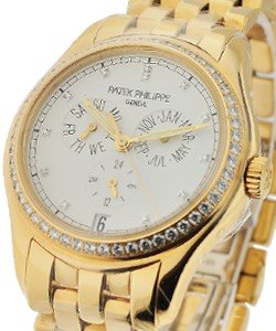 Annual Calendar 5037 with Diamond Bezel Yellow Gold on Bracelet with White Dial
