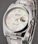 Datejust 36mm in Steel with Domed Bezel on Steel Oyster Bracelet with Silver Floral Dial