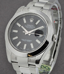 Datejust II 41mm in Steel with Smooth Bezel On Steel Oyster Bracelet with Black Stick Dial