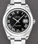 Datejust II in Steel with Smooth Bezel on Steel Oyster Bracelet with Black Roman Dial