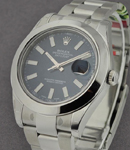 Datejust II in Steel with Smooth Bezel On Steel Oyster Bracelet with Blue Stick Dial