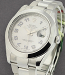 Datejust II in Steel with Smooth Bezel On Steel Oyster Bracelet with Gray Dial - Blue Arabic