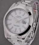 Datejust II in Steel with Smooth Bezel on Oyster Bracelet with White Stick Dial