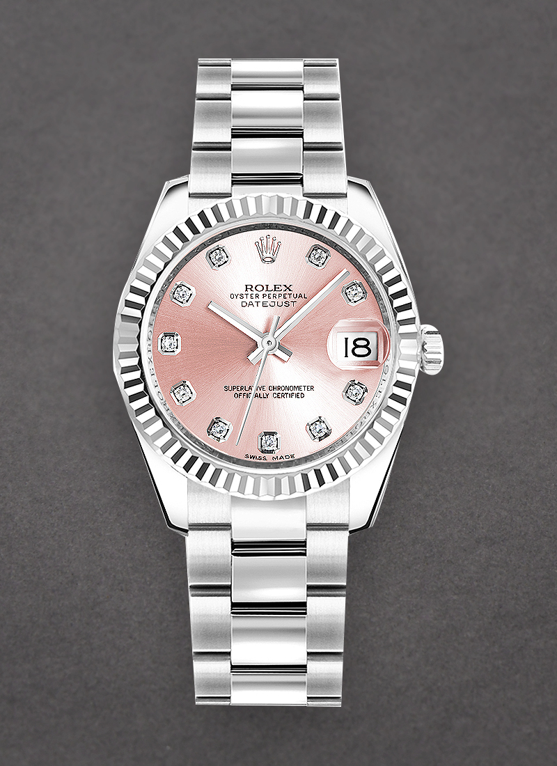 Rolex Unworn Midsize 31mm Datejust in Steel with Fluted Bezel