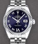 Datejust in Steel with Fluted Bezel on Jubilee Bracelet with Purple Roman Dial with Diamond IV
