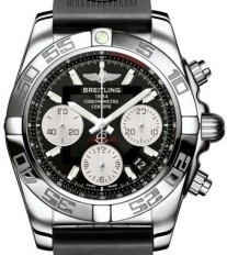 Chronomat 41 Men''s Automatic in Steel on Black Rubber Strap with Black DIal