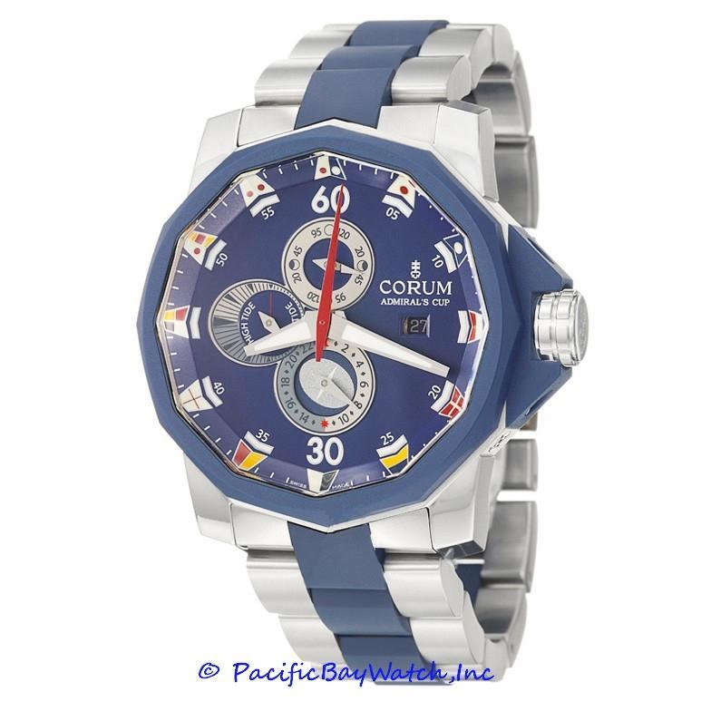Admiral's Cup Tides 48mm in Titanium with Rubber Bezel on Rubber and Titanium Bracelet with Blue Dial